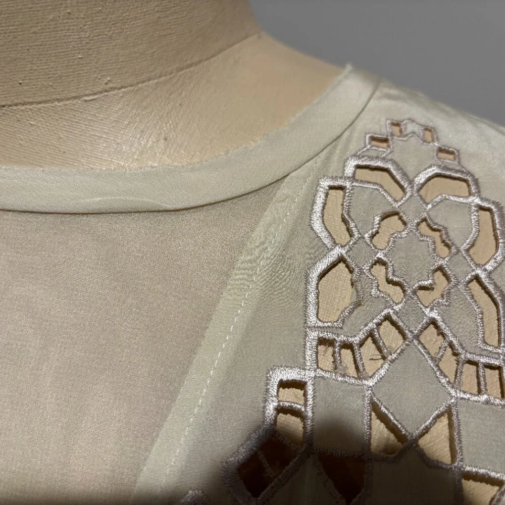 Rebecca Taylor Geo Cut-out Silk Blouse - Picture 3 of 8